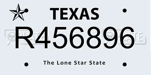 R456896 Texas License Plate
