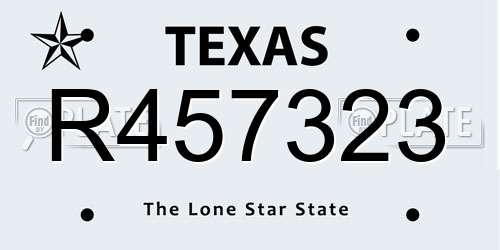 R457323 Texas License Plate