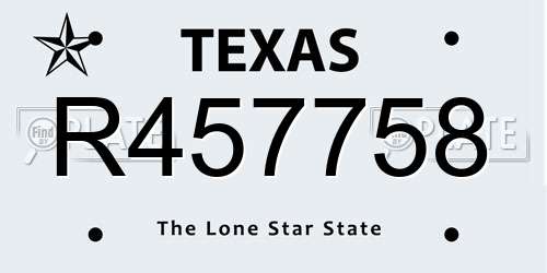 R457758 Texas License Plate