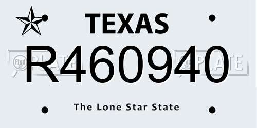 R460940 Texas License Plate