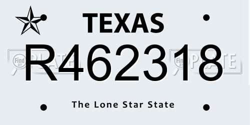 R462318 Texas License Plate