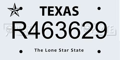 R463629 Texas License Plate