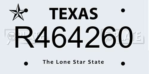 R464260 Texas License Plate