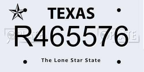 R465576 Texas License Plate