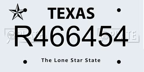 R466454 Texas License Plate