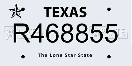R468855 Texas License Plate