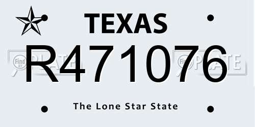 R471076 Texas License Plate
