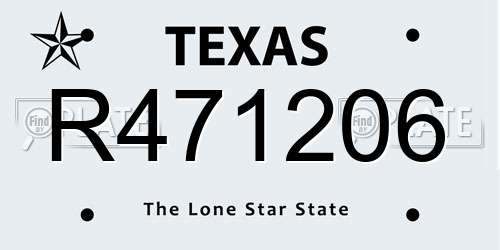 R471206 Texas License Plate