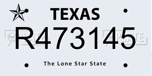 R473145 Texas License Plate