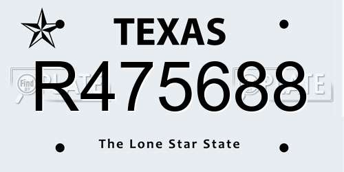 R475688 Texas License Plate