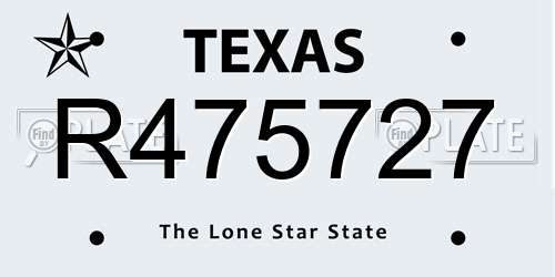 R475727 Texas License Plate