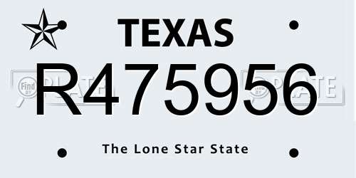 R475956 Texas License Plate
