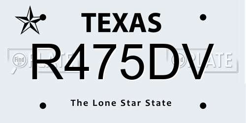 R475DV Texas License Plate