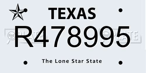 R478995 Texas License Plate