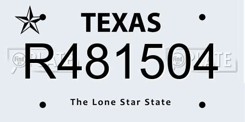R481504 Texas License Plate