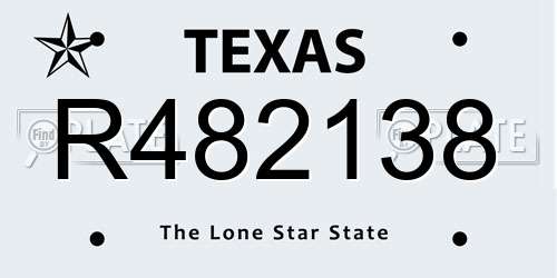 R482138 Texas License Plate