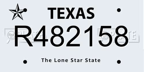 R482158 Texas License Plate