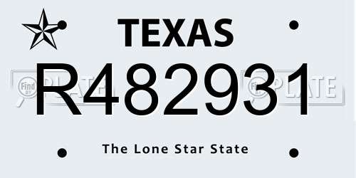 R482931 Texas License Plate