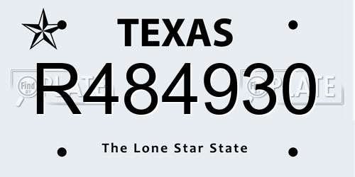 R484930 Texas License Plate