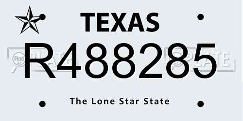 R488285 Texas License Plate