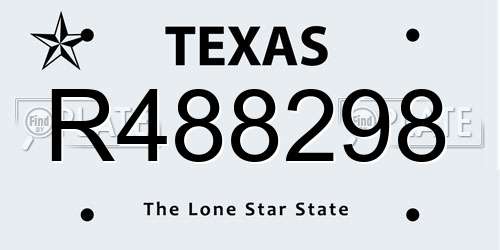 R488298 Texas License Plate