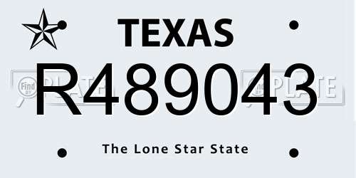 R489043 Texas License Plate