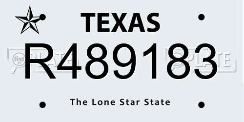 R489183 Texas License Plate