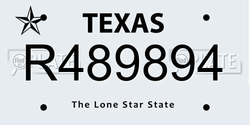 R489894 Texas License Plate
