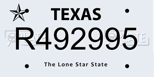 R492995 Texas License Plate