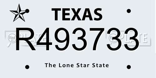 R493733 Texas License Plate