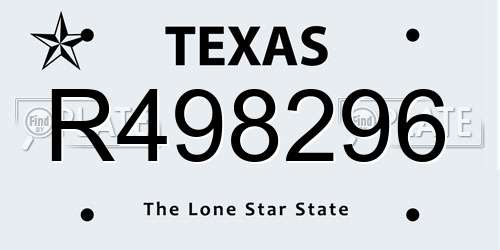 R498296 Texas License Plate