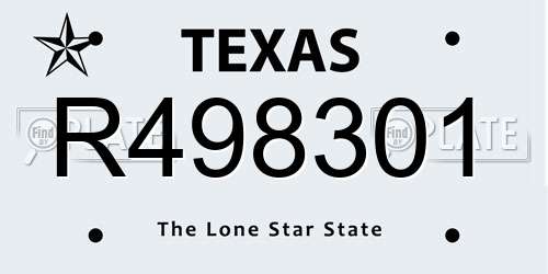 R498301 Texas License Plate