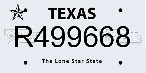 R499668 Texas License Plate
