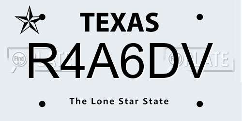 R4A6DV Texas License Plate