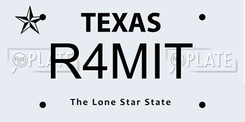 R4MIT Texas License Plate