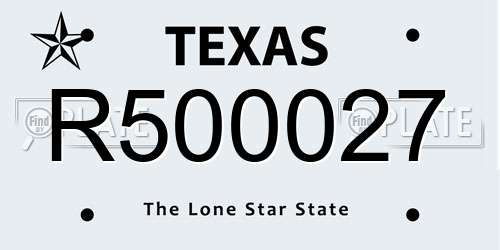 R500027 Texas License Plate