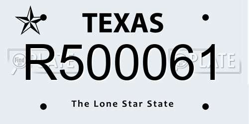 R500061 Texas License Plate