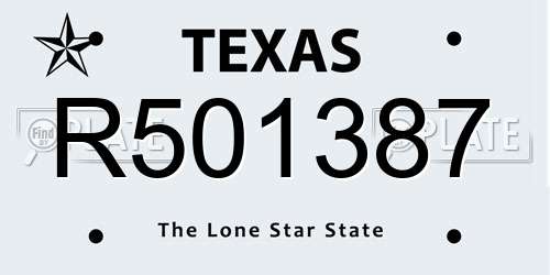 R501387 Texas License Plate