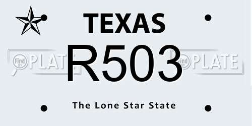 R503 Texas License Plate