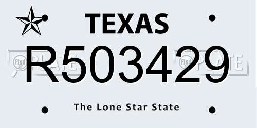 R503429 Texas License Plate