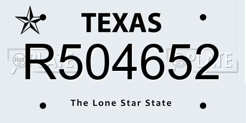 R504652 Texas License Plate