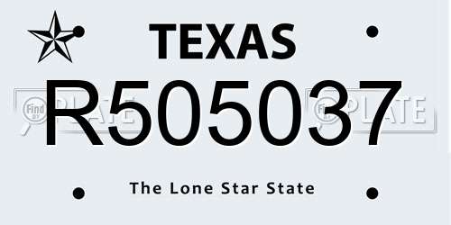 R505037 Texas License Plate