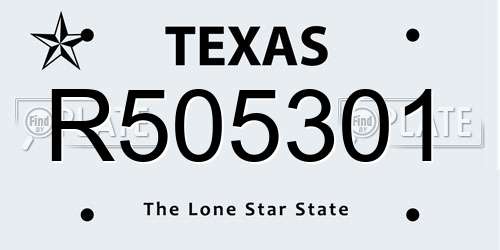 R505301 Texas License Plate