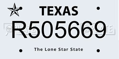 R505669 Texas License Plate