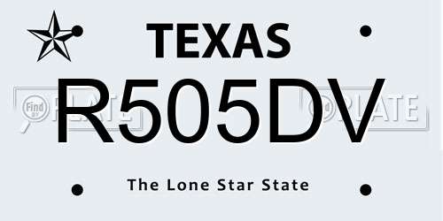 R505DV Texas License Plate
