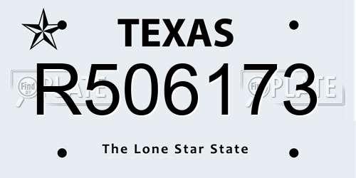 R506173 Texas License Plate