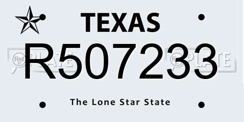 R507233 Texas License Plate