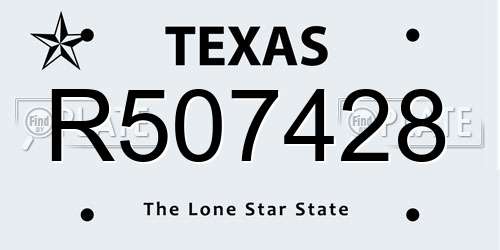 R507428 Texas License Plate