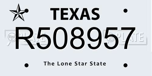 R508957 Texas License Plate