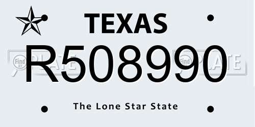 R508990 Texas License Plate